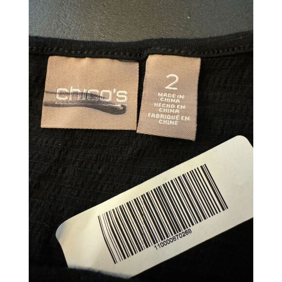 Chico's Mixed Print Long Sleeve Floral and Striped Top - Sz 2 (L/12) - Picture 9 of 11